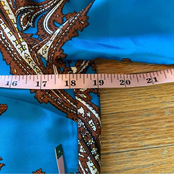 J. Crew Drapey Button-Up Shirt in Paisley Print, XS Turquoise Blue - Picture 13 of 15